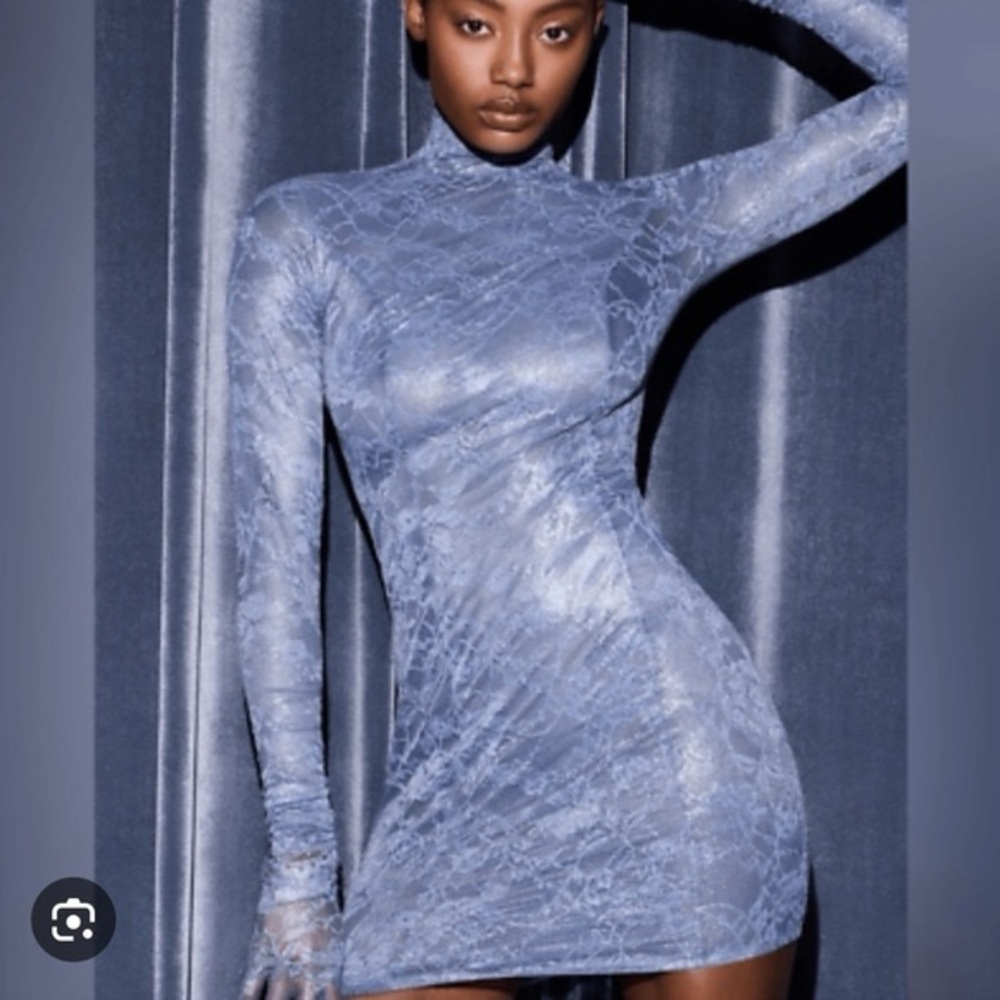 SKIMS LACE TURTLENECK DRESS | THUNDER